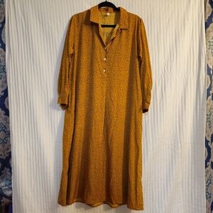 Elegant Mustard Yellow Women's Dress With Waist Tie‎